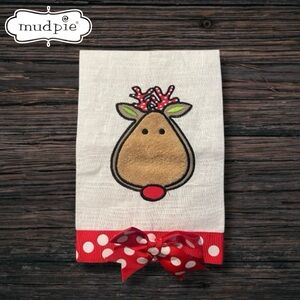 Mud Pie Rudolph Reindeer Linen Tea Towel